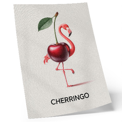 Poster Pink and red flamingo with cherry - fantasy composition