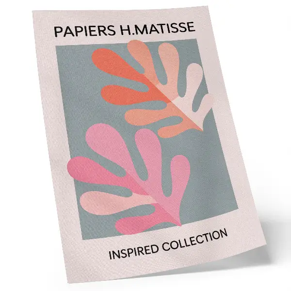 Art print geometric leaves inspired by Matisse in colorful tones