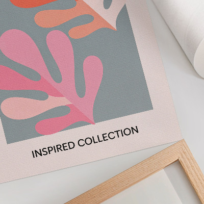 Art print Geometric leaves inspired by Matisse colorful