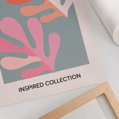 Art print geometric leaves inspired by Matisse in colorful tones