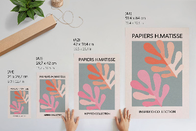 Art print Geometric leaves inspired by Matisse colorful