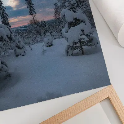 Art print snow-covered trees in a picturesque landscape