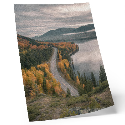 Premium wall art A picturesque road among the trees next to the lake