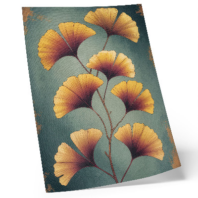 Decorative poster Yellow leaves turquoise background modern vibe