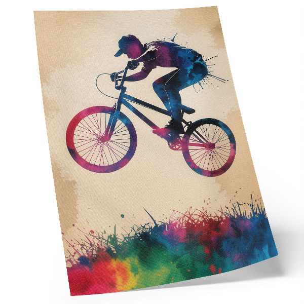 Poster Cyclist dynamic colors modern action