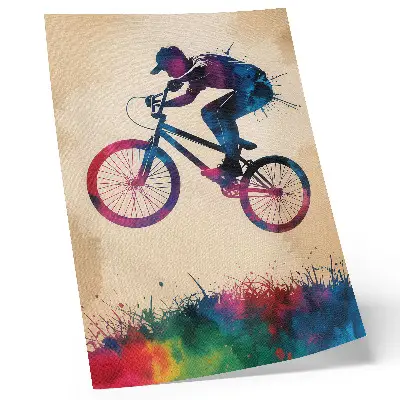 Poster featuring a cyclist in dynamic modern colors