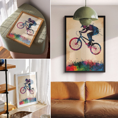 Poster Cyclist dynamic colors modern action