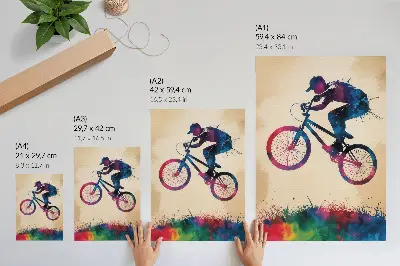 Poster featuring a cyclist in dynamic modern colors