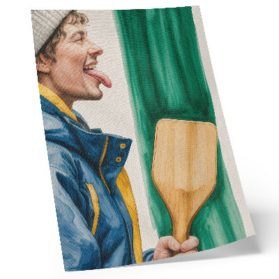 Decorative poster An energetic man with a wooden racket