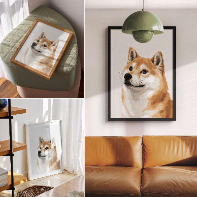 Art print A distinctive dog in beige and cream colors, minimalistic