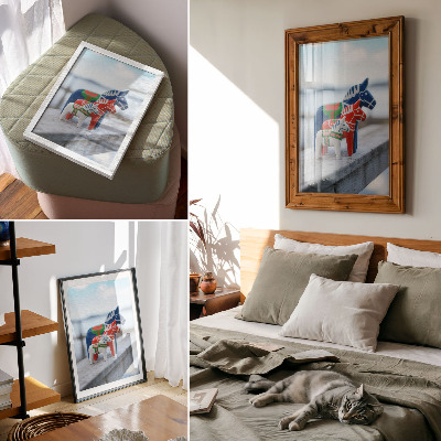 Premium wall art Colorful horse figurines, Scandinavian style