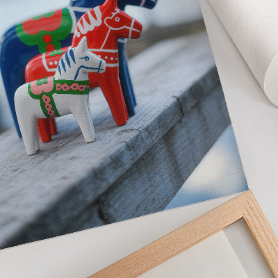 Premium wall art Colorful horse figurines, Scandinavian style