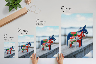 Premium wall art Colorful horse figurines, Scandinavian style