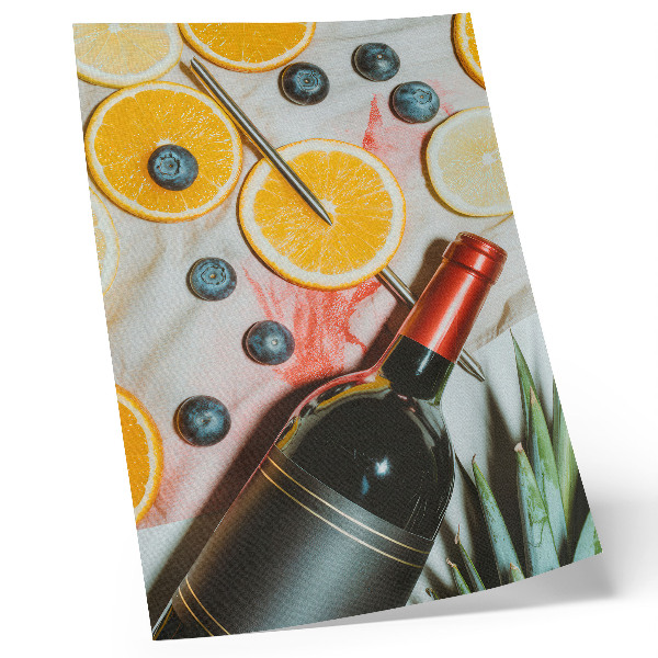Premium wall art Colorful fruits and red wine on a light background