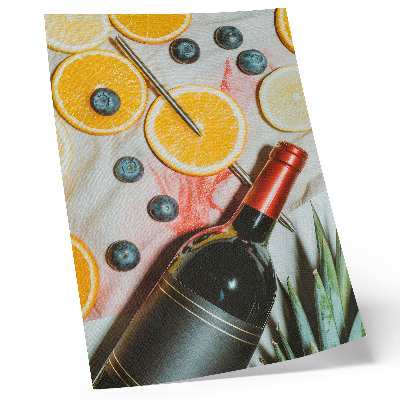 Premium wall art Colorful fruits and red wine on a light background
