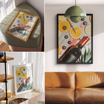 Premium wall art Colorful fruits and red wine on a light background