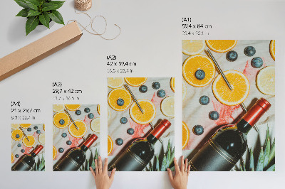 Premium wall art Colorful fruits and red wine on a light background
