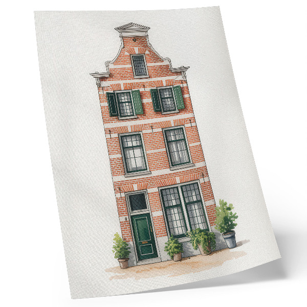 Poster Red brick green windows classic architecture