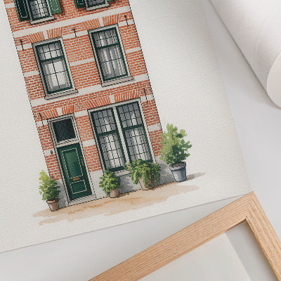 Poster Red brick green windows classic architecture