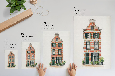 Poster Red brick green windows classic architecture
