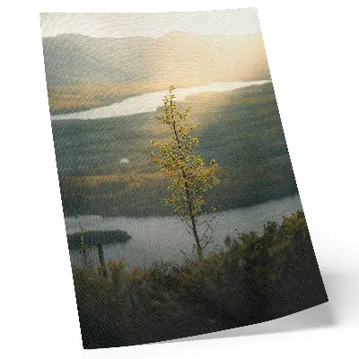 Art print featuring a delightful, peaceful valley with a central tree
