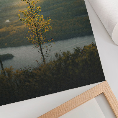 Art print A delightful, peaceful valley with a tree in the center