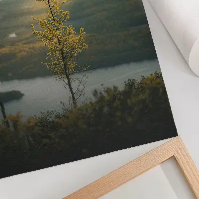 Art print featuring a delightful, peaceful valley with a central tree
