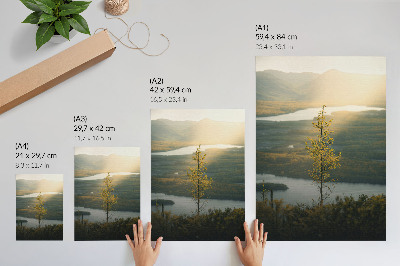 Art print A delightful, peaceful valley with a tree in the center