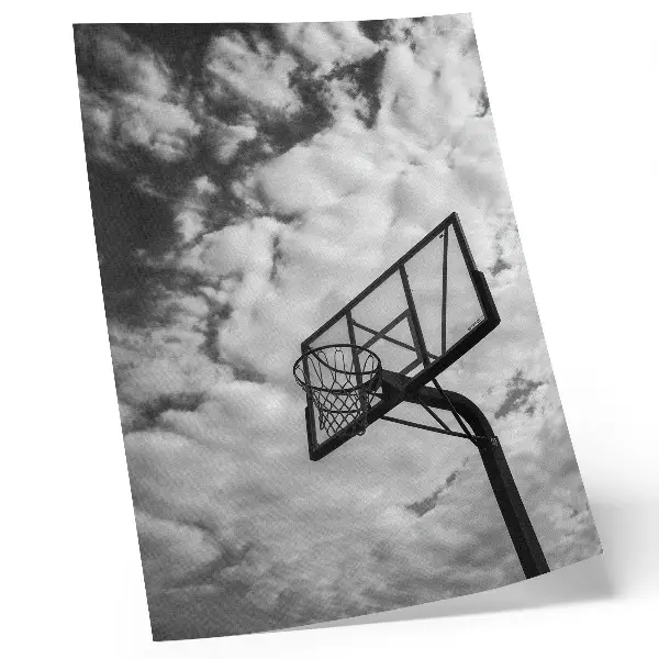 Poster contrasting sky and clouds over a city basket
