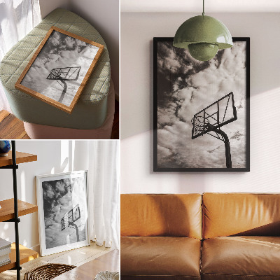 Poster Contrasting sky clouds basket city life