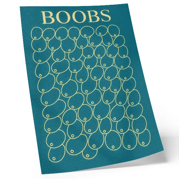 Poster curves in yellow shade on a turquoise background