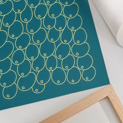 Poster curves in yellow shade on a turquoise background