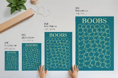 Poster curves in yellow shade on a turquoise background