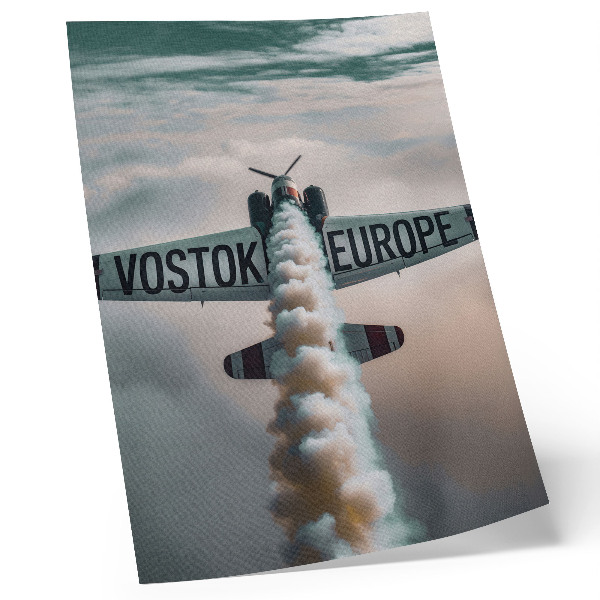 Decorative poster Airplane above the clouds, subdued palette, dynamics