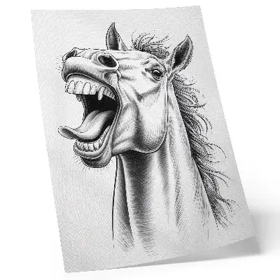Art print a black and white high-energy horse illustration