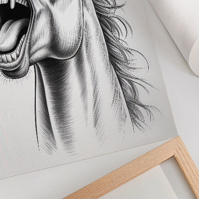 Art print A black and white illustration of a horse full of energy
