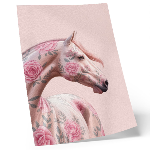 Premium wall art Horse with flowers romantic elegance modernity