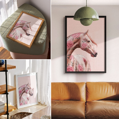 Premium wall art Horse with flowers romantic elegance modernity