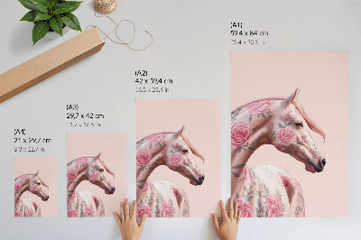Premium wall art Horse with flowers romantic elegance modernity