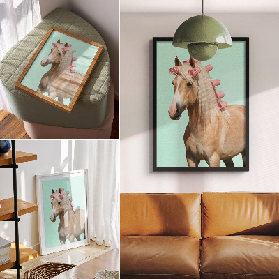 Decorative poster Horse light coat mint pastel rollers
