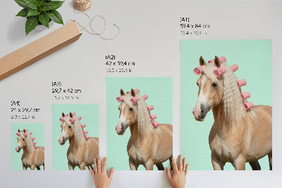 Decorative poster Horse light coat mint pastel rollers