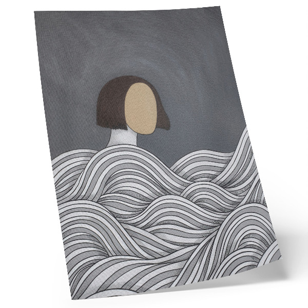 Poster Figure in waves abstract gray shape
