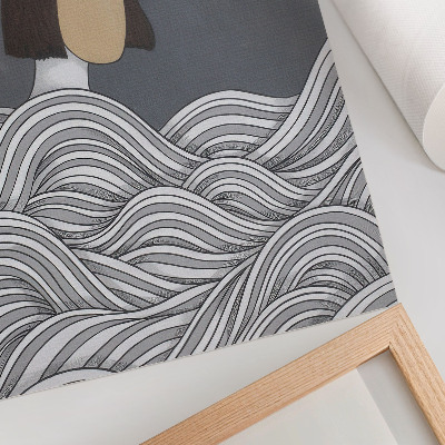 Poster Figure in waves abstract gray shape