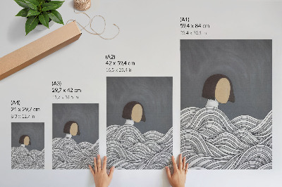 Poster Figure in waves abstract gray shape