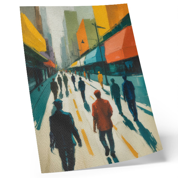 Premium wall art A group of people on a colorful city street