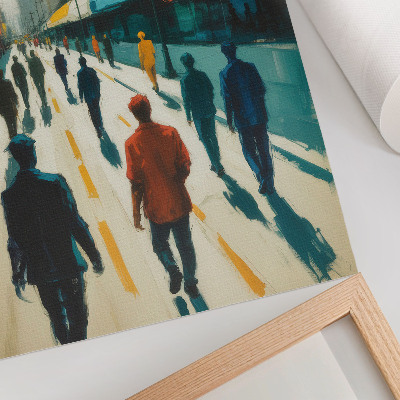 Premium wall art A group of people on a colorful city street