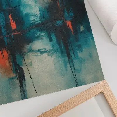 Decorative poster abstraction in turquoise with dynamic contrasts