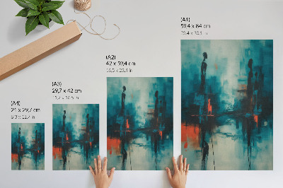 Decorative poster Abstraction, turquoise, dynamic contrasts
