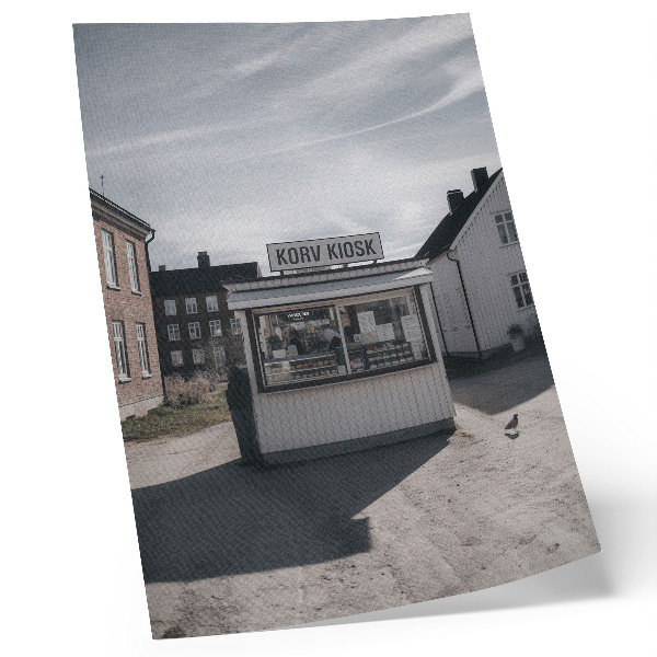Art print Wooden kiosk bright buildings idyllic