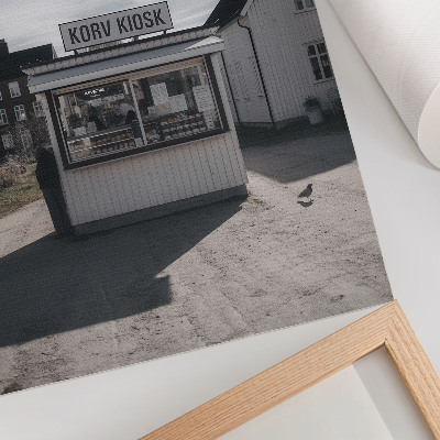 Art print Wooden kiosk bright buildings idyllic
